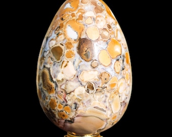 Huevo grande de jaspe de cobra real amarilla: cristal de chakra Reiki (125 mm)