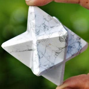Large 65MM Natural White Howlite Stone Aura Chakra Healing Charged Metaphysical Tools For Meditation Awakening Egyptian Merkaba Star