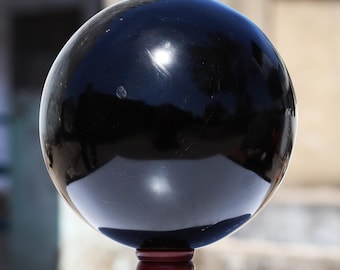 Esfera de cristal de obsidiana negra de 245 mm, piedra metafísica de chakras