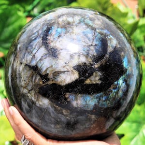 Flashy Labradorite Sphere Enormous 180MM Healing Crystal Charged Metaphysical Tools Aura Power Stone Ball for Spiritual Home Decor Gift Item