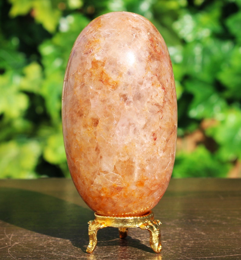 Precioso A 95MM Cuarzo Dorado Natural Sanador Dorado Cuarzo Curativo Poder Metafísico Aura Espíritu Piedra Lingam imagen 5