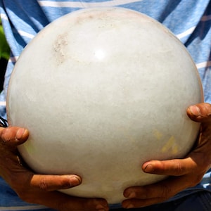 Large White Quartz Crystal Sphere: Healing Metaphysical Stone (225MM)