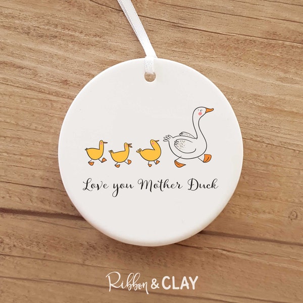 Love you Mother Duck personalised ornament, duck family, gift for Mum, Mother's Day, change number of ducks, add names, Made in Australia