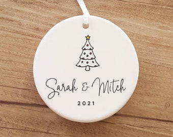 Personalised Christmas Tree ornament, names, Mr & Mrs ornament, first year married, couple, simple, Christmas ornament, christmas gifts