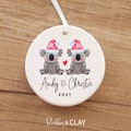 Koala Couple Personalised Christmas ornament, names, siblings, grandparents, First Christmas gift, Australia, engagement gift, 2024, LGBTQ+ product logo