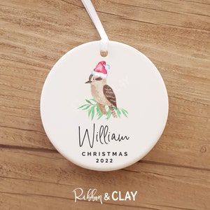 Kookaburra Christmas ornament, Personalised ornament, Australian Christmas, Aussie decoration, christmas gift, double sided, boy, girl