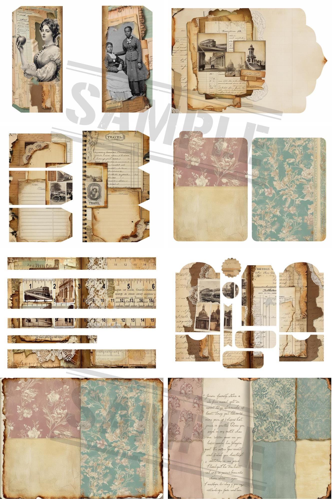 Vintage Grunge Junk Journal Kit - Etsy
