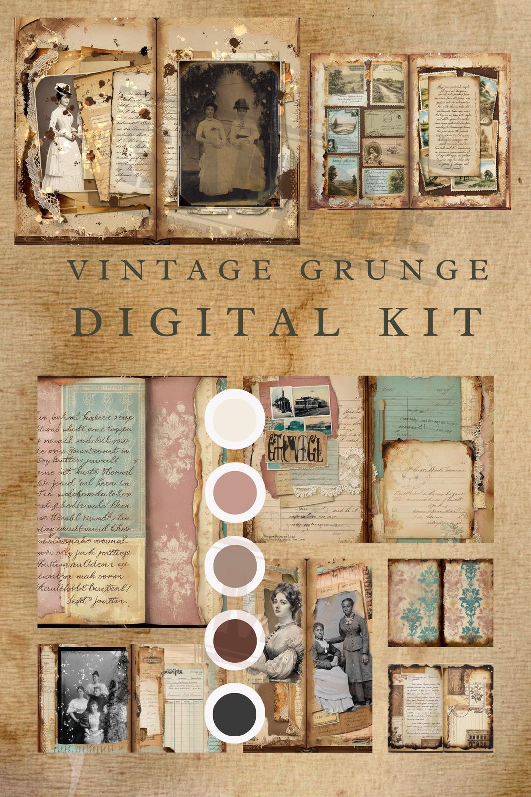 Vintage Grunge Junk Journal Kit - Etsy