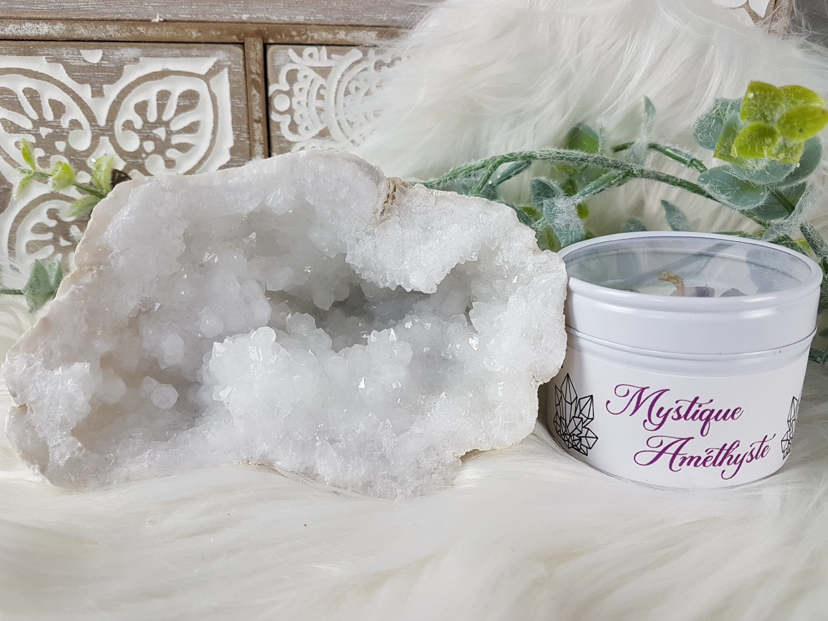 Cristal de Roche, Géode #8 + Bougie Cristalline