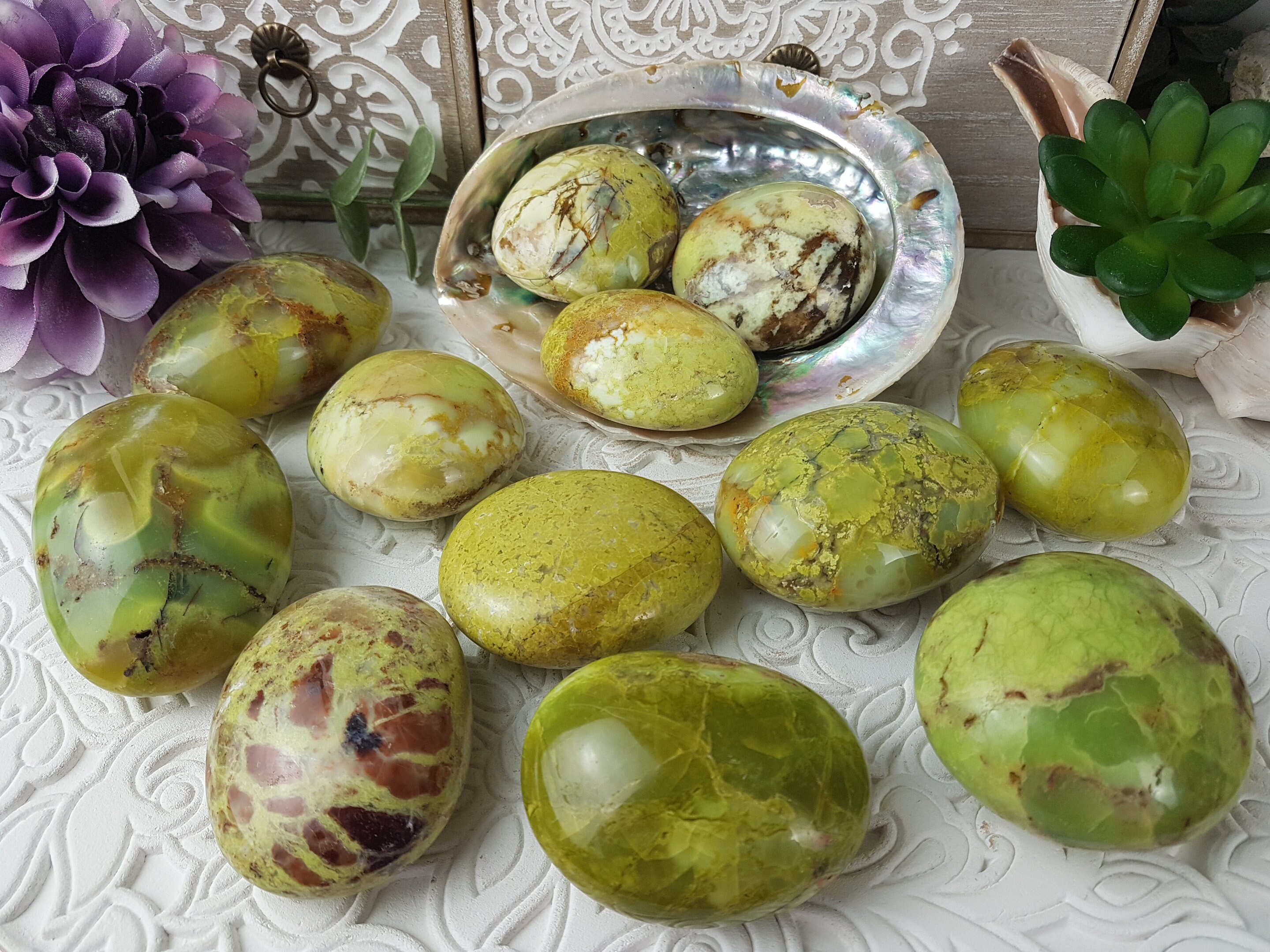 Opale Verte - Le Renouveau Galets Polis, Lisses, Superbe Qualité