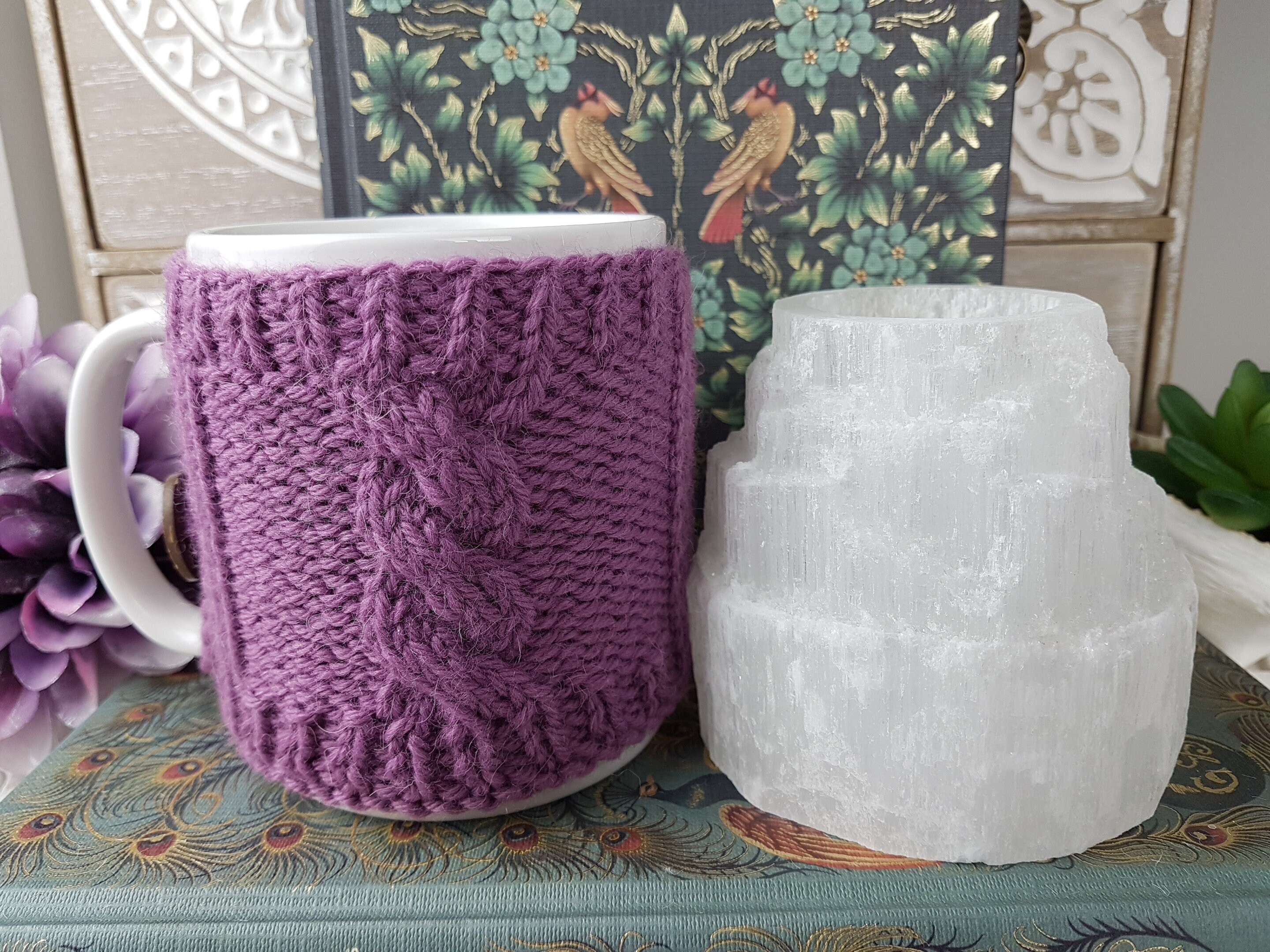 Set Cocooning Hiver - Bougeoir Sélénite + Mug Chauffe Mug