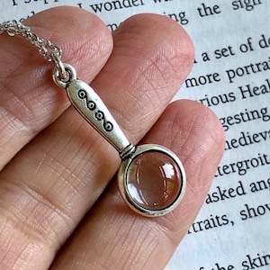 Small Magnifying Glass Necklace, Miniature Silver Monocle Pendant, Monogrammed Magnifying Glass Necklace, Gift for Optometrist