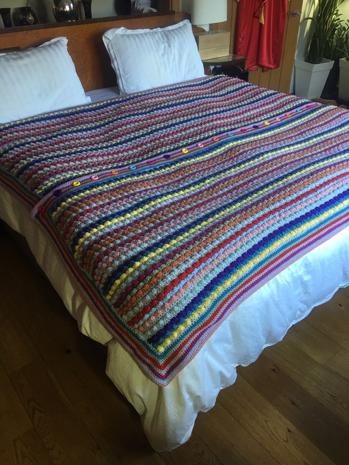 Crochet Multicoloured Super King size king size blanket Etsy 日本