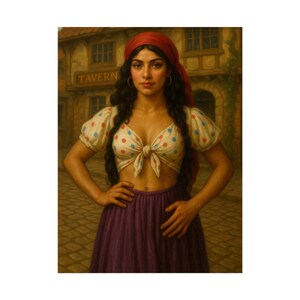 Impresión artística de taberna de gitana (18 x 24 pulgadas), decoración de pared nostálgica, estilo de vida artesanal, arte de pared para oficina en casa, regalo para amantes de la artesanía, póster vintage