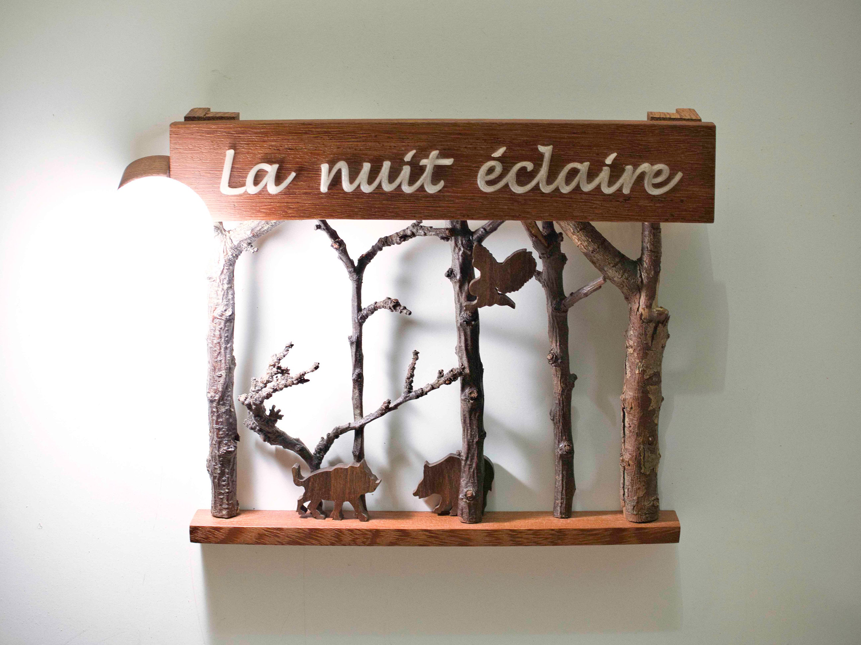 Lampe Décorative - Cadre Scène Forêt avec Animaux en Bois