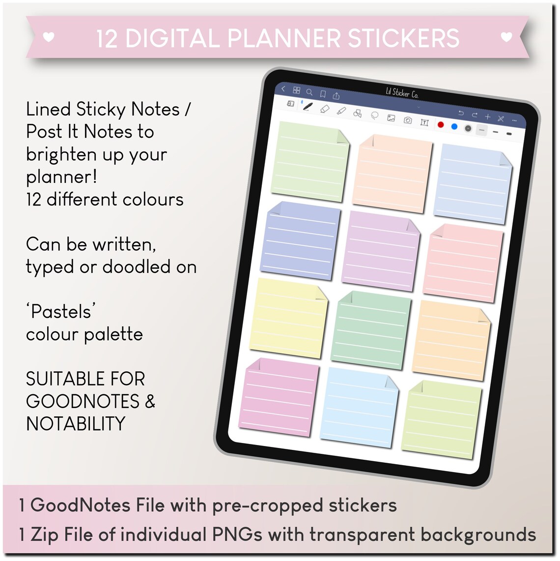 Digital Sticky Notes Post It Precropped GoodNotes Stickers Etsy