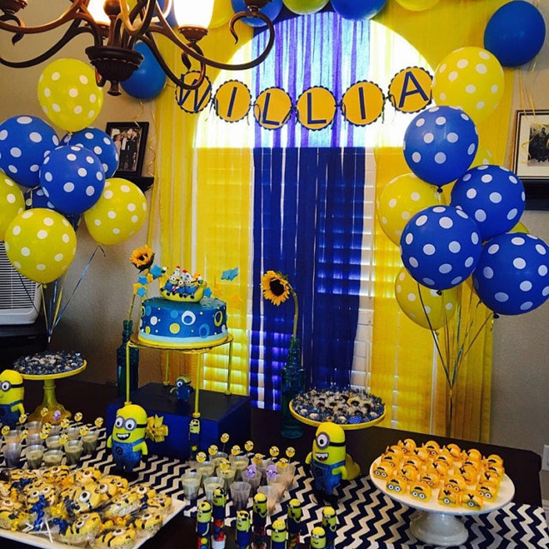 Minions Birthday Party Celebration Balloons Supplies Etsy - details about xl roblox toy balloon video game foil latex birthday party decoration balloons