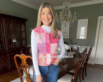 Handmade Cotton Quilted Jacket: Vintage Boho Kimono