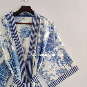 100% Cotton kimono Robes Beautiful Cotton Kimono Dress Express Delivery Dressing Gown Cotton Kimono Free Delivery Bridesmaid Gift Bestseller BLUE TIGER