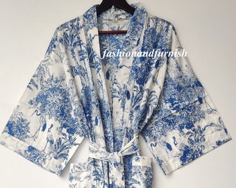 Robes, Lightweight pure cotton kimono robe, ladies night gown, kimono dressing gown, bridesmaid gowns, sustainable women bathrobe, Kimono