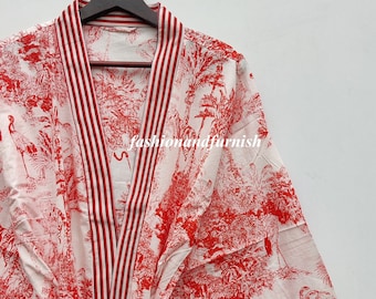 Cotton kimono robes, Tiger print robe, Cotton dressing gown, Bathrobe, Beach Coverup