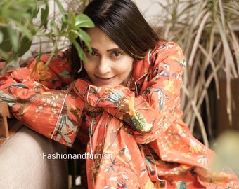 Hand Block Print Cotton Pajama Set: Indian Floral Nightwear