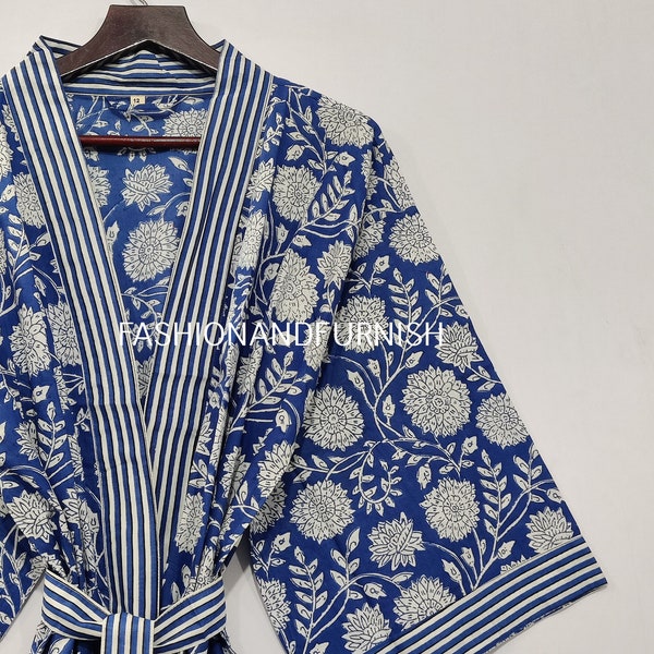 100% Cotton kimono Robes, Pure cotton Kimono, Block Print Cotton Kimono, Festival Clothing, Kimono Kaftan, Oriental Robe, Women's robes # 06