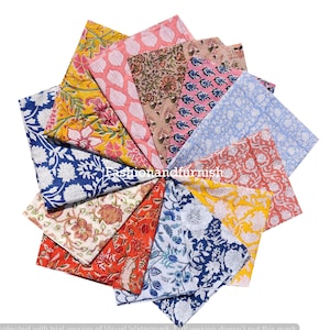 Indian hand block printed patch - scrap bundle - fabric scraps cotton - fabric remnants - flower fabric scrap - cotton patches - fat quarter