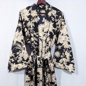 Bohemian men's cotton kimono ~ Black & Gold cotton kimono robe for man ~ Cotton Pajama Robe for Perfect Birthday present for him #MEN 08