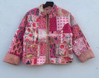 Patchwork Quilted Jackets Cotton Floral Bohemian Style Fall Winter Jacket Coat Streetwear Boho Quilted Reversible Jacket for Women