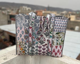 Quilted Cotton Tote Bag | Handmade Tiger Print Shopper | Eco Friendly Bag