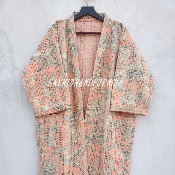 Embroidery Robes, Robes Cotton,  jacket, kantha Kimono, Robes, best Christmas gift, Winter kimono jacket, Gown Cotton, Robe Handmade # J 32