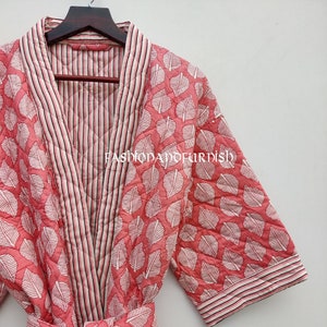 Cotton Handmade Floral Quilted robe jacket Women&#39;s robe Kimono Style jacket Cotton Quilted Robe, Quilted Kimono, Robes, Traditional Kimono