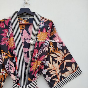 Hand Block Printed Cotton Kimono, Cotton Shower Robe, Cotton Kimono Robe, Dressing Gown, Beautiful Cotton Kimono Dress, Bath Robe Kimono