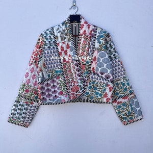 Handmade Cotton Kantha Jacket: Patchwork Quilted Boho Coat
