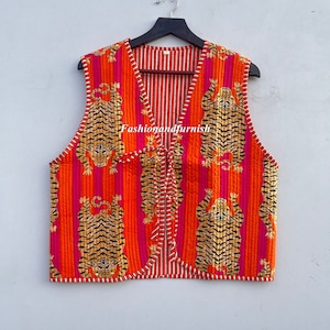 Handmade Cotton Quilted Kimono Jacket: Women&#39;s Boho Vest