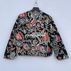 Handmade Cotton Kantha Jacket: Reversible Quilted Boho Coat