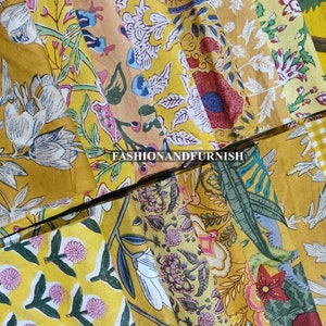 indian hand block printed scrap - scrap bundle - fabric scraps cotton - fabric remnants - flower fabric scrap - cotton patches - fat quarter