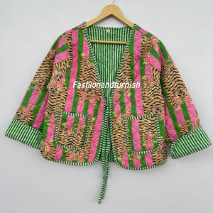 Handmade Patchwork Quilted Cotton Jacket: Reversible Boho Coat