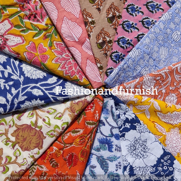 Indian hand block printed patch - scrap bundle - fabric scraps cotton - fabric remnants - flower fabric scrap - cotton patches - fat quarter