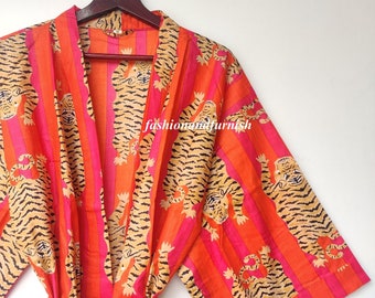 100% Cotton kimono Robes, Pure cotton Kimono, Block Print Cotton Kimono, Festival Clothing, Kimono Kaftan, Oriental Robe, Women's robes # 06