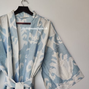 Beautiful Cotton Kimono Dress, Bath Robe Kimono, hand Block Printed Cotton Kimono, Shower Robe, Cotton Kimono Robe, Dressing Gown image 1