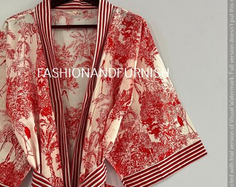 Lightweight Cotton Kimono Robe, Tiger Print, Loungewear