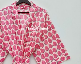 Lightweight Cotton Kimono Robe, Tiger Print, Loungewear