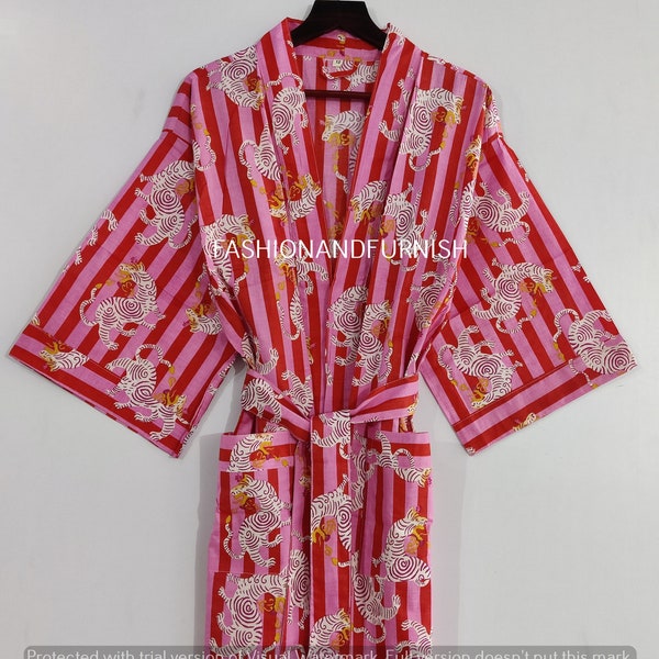 Block print Robes Cotton Kimono Robe Cotton Dress Dressing Gown Women's Cotton Robe Bridesmaid robe best gifts for her