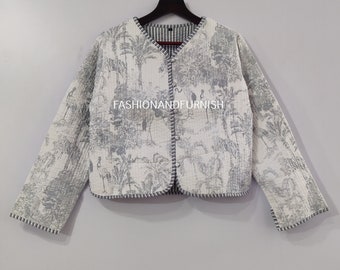 Handmade Cotton Quilted Kimono Jacket: Reversible Boho Coat