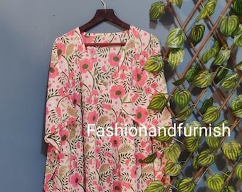 Floral Cotton Kaftan Maxi Dress: Boho Summer Tunic
