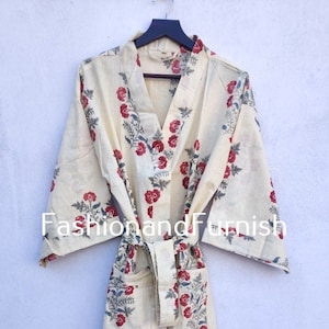 Beautiful Cotton Kimono Dress, Bath Robe Kimono, Floral Printed Cotton Kimono, Shower Robe, Cotton Kimono Robe, Dressing Gown