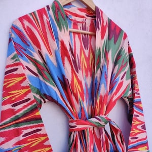 Handwoven Uzbek Ikat Chapan ,coat ,robe,kaftan ,jacket. Hand-dyed, hand loomed natural cotton/silk organic ikat from Uzbekistan# 02