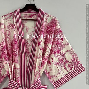 100% Cotton kimono Robes Beautiful Cotton Kimono Dress Express Delivery Dressing Gown Cotton Kimono Free Delivery Bridesmaid Gift Bestseller DARK PINK TIGER
